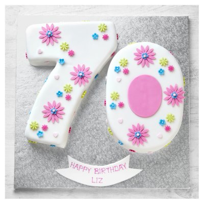70th birthday flowers cake with sugar paste decorations, imported from the UK