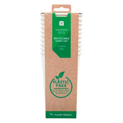 Talking Tables eco white paper cups 455ml 12 pack (British brand)