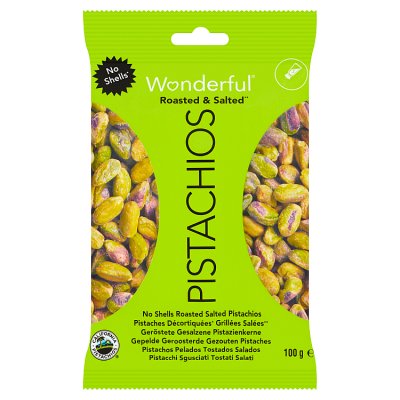 Wonderful shelled roasted salted pistachios 100g, UK version