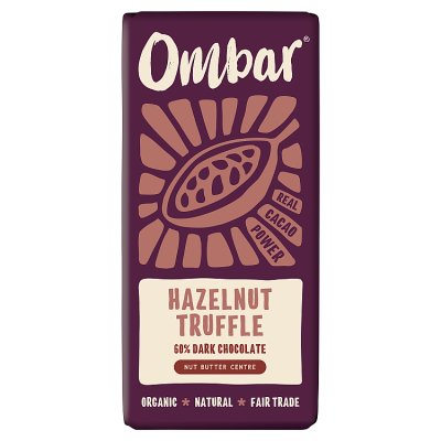 Ombar vegan chocolate bar hazelnut truffle 70g, UK version