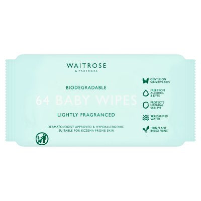 Waitrose baby wipes lightly fragranced 64s (British brand)