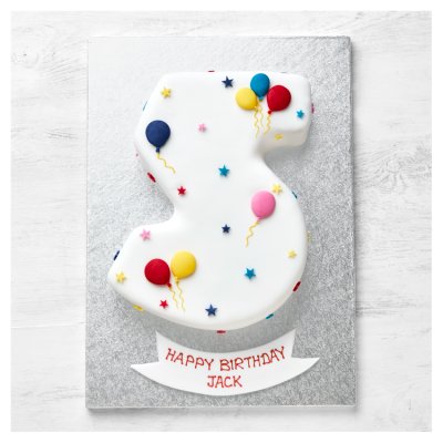 Celebration cake with 5th birthday balloon and stars (British brand)