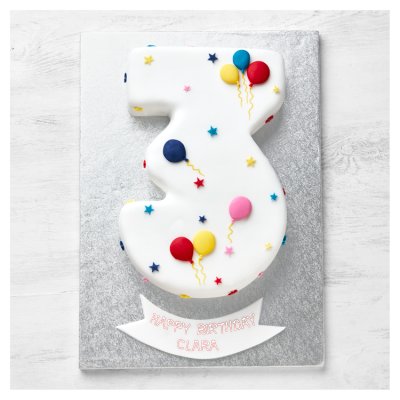 3rd birthday cake with balloon and stars decorations - British product