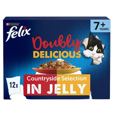FELIX cat food Doubly Delicious 7+ Meaty Selection 12x85g, imported from the UK