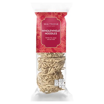 Waitrose medium wholewheat noodles 250g, imported from the UK