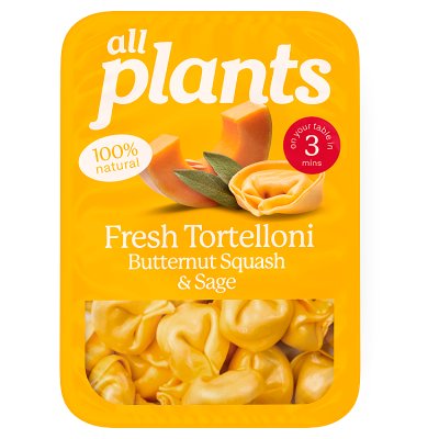 All Plants butternut squash and sage tortelloni 250g, imported from the UK