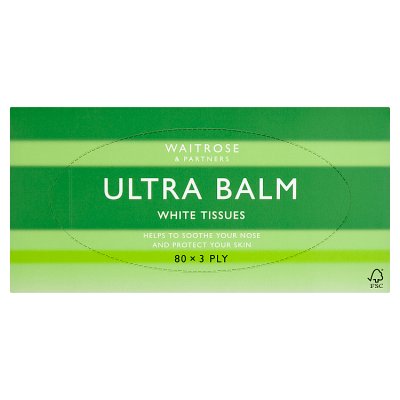 Waitrose ultra balm white tissues 80 sheets, imported from the UK