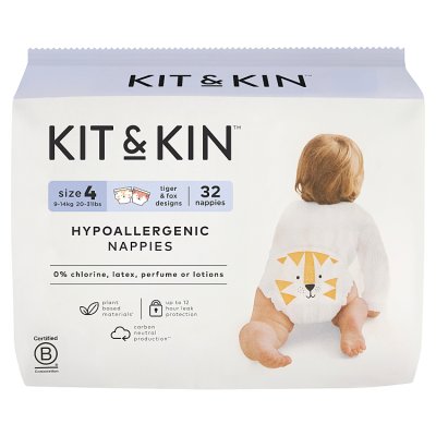 Kit & Kin hypoallergenic nappies size 4 pack of 32 (British brand)