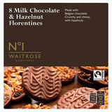 Waitrose No.1 milk chocolate hazelnut florentines 172g, imported from the UK