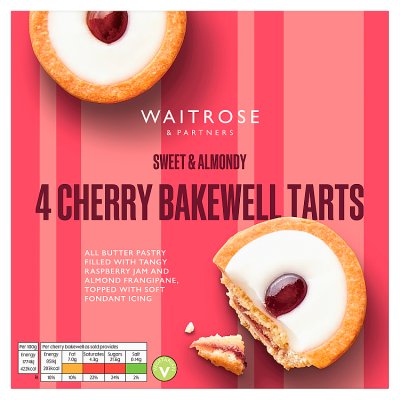 Waitrose cherry bakewell tarts 4 pack, imported from the UK