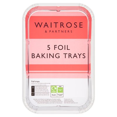 Waitrose foil baking trays 18cm x 11cm, pack of 5 (British brand)