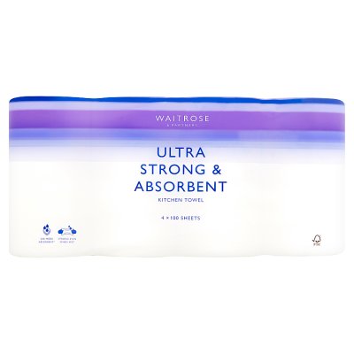 Waitrose ultra strong kitchen towel 4x100 sheets, UK version