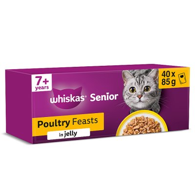 Whiskas senior wet cat food poultry feast 40x85g, imported from the UK