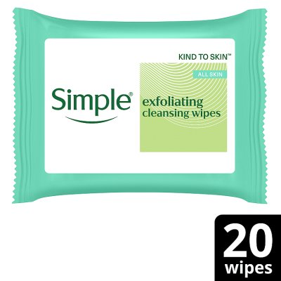 Simple Kind to Skin exfoliating face wipes 20 count - British product