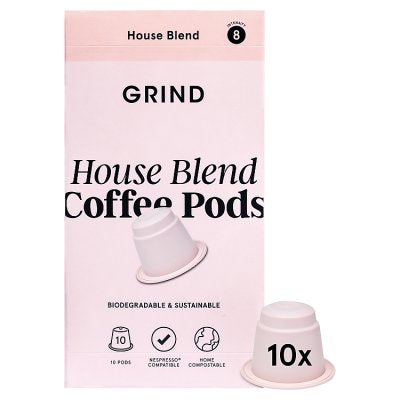 Grind compostable coffee pods House Blend 52g - British product