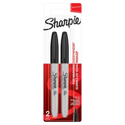 Sharpie permanent marker black fine tip 2 pack, UK version
