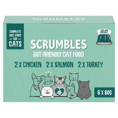 Scrumbles wet cat food grain free jelly classic selection 6x80g - British product