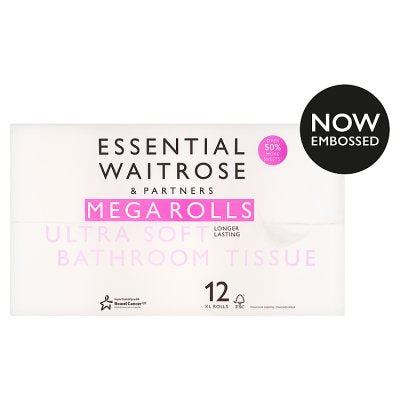 Waitrose Essentials mega roll toilet tissue 12 pack, UK version