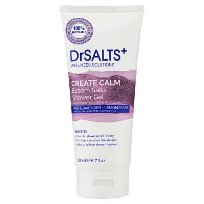 DrSalts Epsom salts calming shower gel 200ml, UK version