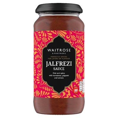 Waitrose jalfrezi curry sauce 450g, imported from the UK