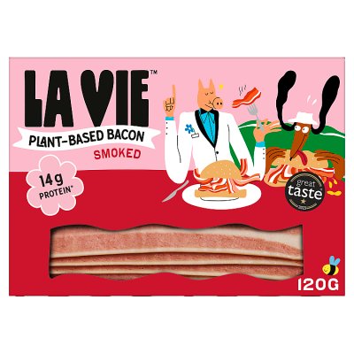 La Vie plant-based smoked bacon 120g, imported from the UK