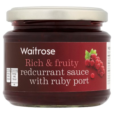 Waitrose redcurrant sauce with ruby port 215g, UK version