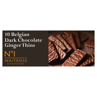 Waitrose No.1 dark chocolate and ginger thins 100g, imported from the UK