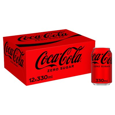 Coca-Cola Zero Sugar cola cans 12x330ml, UK version