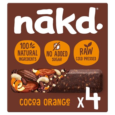 nakd Cocoa Orange fruit and nut bars multipack 4x35g (British brand)