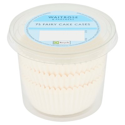 Waitrose white fairy cake cases, 75s, imported from the UK