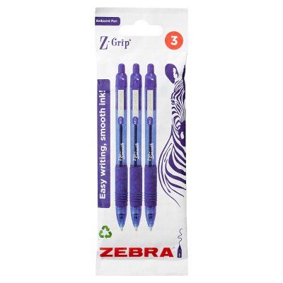 Zebra Z-Grip blue ballpoint pens pack of 3 - British product
