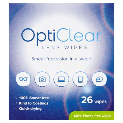 Opticlear lens wipes 26s - British product