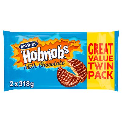 McVitie's milk chocolate Hobnobs biscuits 2x318g, imported from the UK