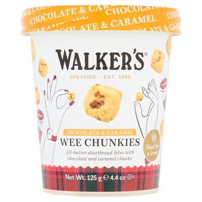 Walker's chocolate and caramel shortbread bites 125g, imported from the UK