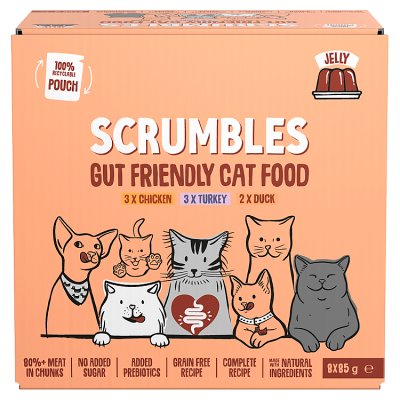 Scrumbles wet cat food meaty selection 8x85g - British product