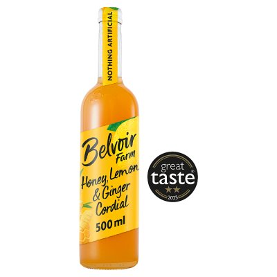 Belvoir honey lemon and ginger cordial 500ml, imported from the UK