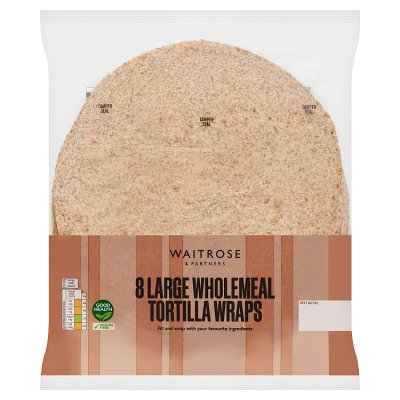 Waitrose large wholemeal tortilla wraps 8 pack - British product