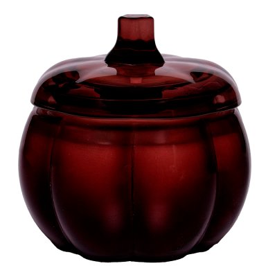Bespoke77 pumpkin-shaped candle in amber glass jar - British product