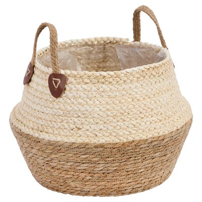 Smart Garden natural grass woven basket medium cream - British product