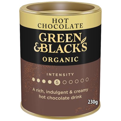 Green & Blacks organic hot chocolate mix 230g, UK version