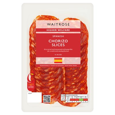Waitrose Spanish chorizo slices 80g - British product