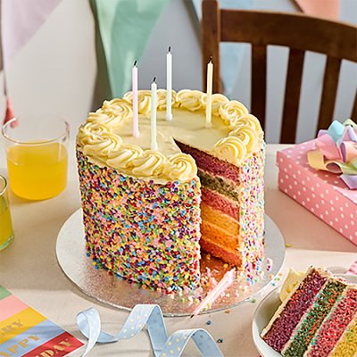 Waitrose rainbow celebration cake six layers, imported from the UK