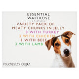 essential Waitrose Meaty Chunks in Jelly dog food 12x100g (British brand)