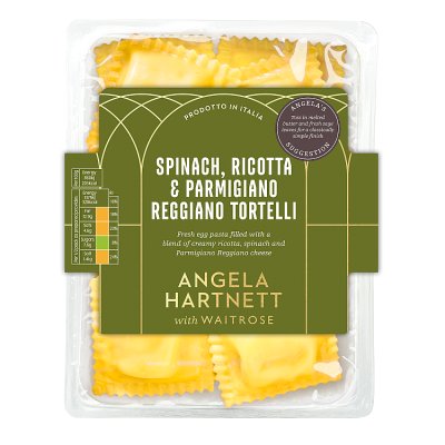 Waitrose spinach ricotta Parmigiano Reggiano tortelli 250g, UK version