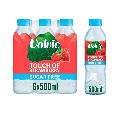 Volvic sugar free strawberry flavoured water 6x500ml, UK version