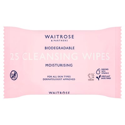 Waitrose cleansing facial wipes moisturising 25, imported from the UK