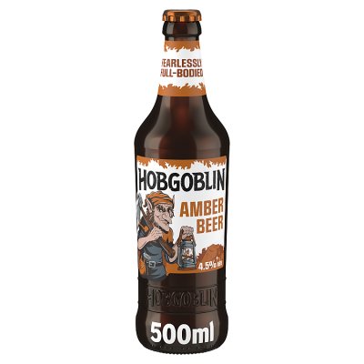 Hobgoblin amber ale 500ml glass bottle, UK version