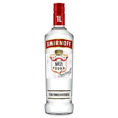 Smirnoff Red Label vodka 1L bottle, British brand