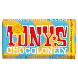 Tony's Chocolonely milk chocolate with caramel and rice crisps - British product