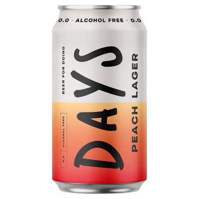 Days peach lager alcohol free 330ml (British brand)